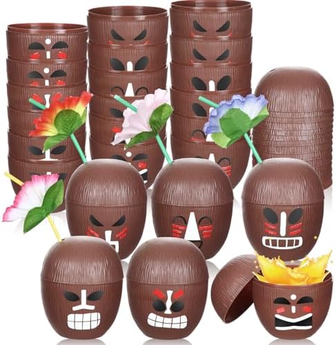 Yungyan 24 Piece Tiki Totem Coconut Cups Set