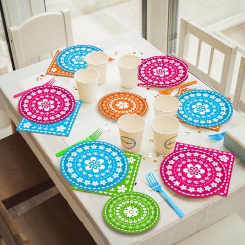 200Pcs Fiesta Party Plates Set for 50 Guests Mexican Theme