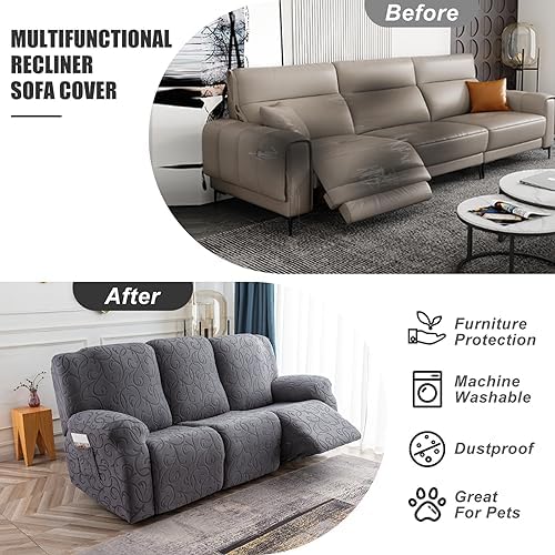 Yueang Recliner Sofa Slipcover 3 Seat 5-Piece Set