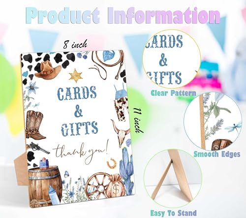 Cowboy Baby Shower Sign with Stand Wild West Decor - RG23