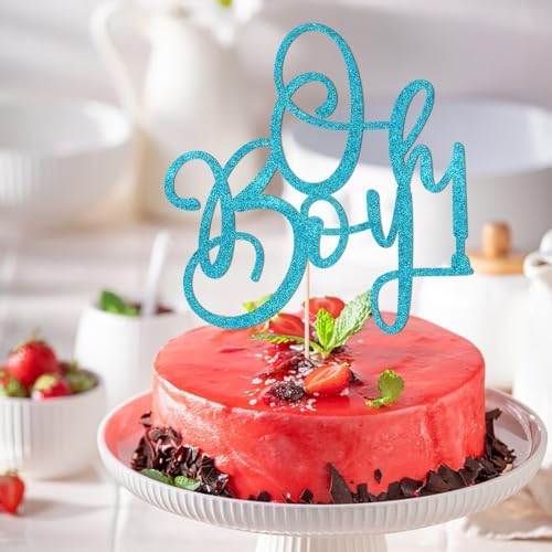 Oh Boy Cake Topper Blue Glitter Baby Birthday Decoration 1