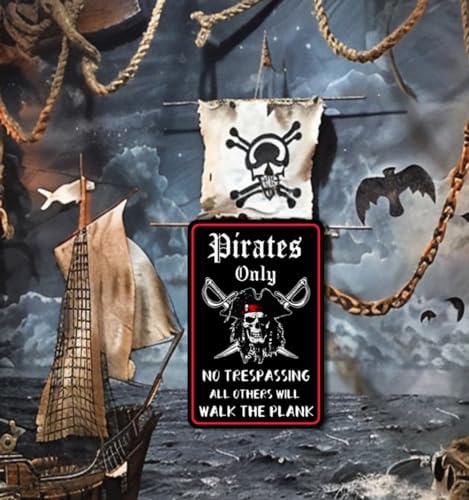Pirate Wall Decor Metal Sign 12x8 Inches