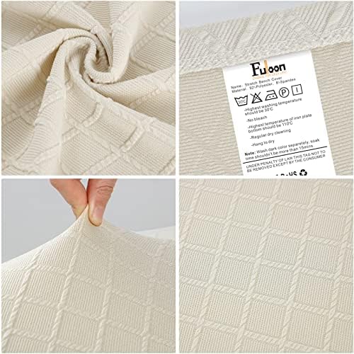 Fuloon Stretch Jacquard Dining Bench Cover - Beige