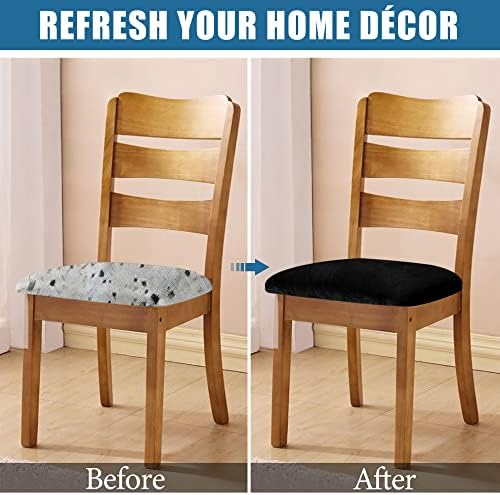 Smiry Velvet Chair Covers Set of 4 Black Removable Washable Slipcovers
