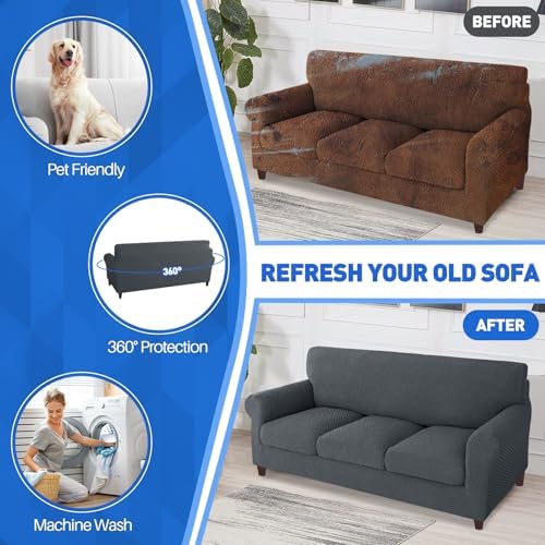 MAXIJIN 4 Piece Sofa Covers for 3 Cushion Couch