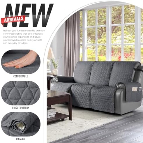 TAOCOCO Waterproof Recliner Sofa Cover - 3 Seater Pet Friendly Dark Gray
