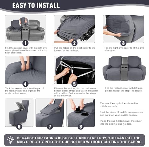 Modern 2 Seat Recliner Covers with Console