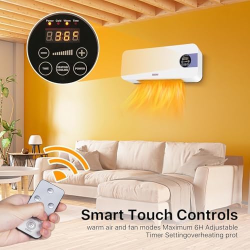 1500W PTC Ceramic Wall Heater with Remote Control and Timer
