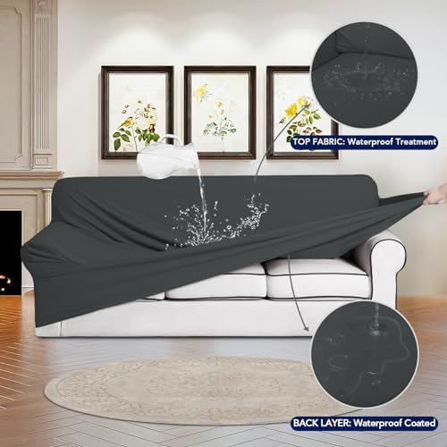 PureFit Waterproof Stretch Sofa Slipcover Dark Gray
