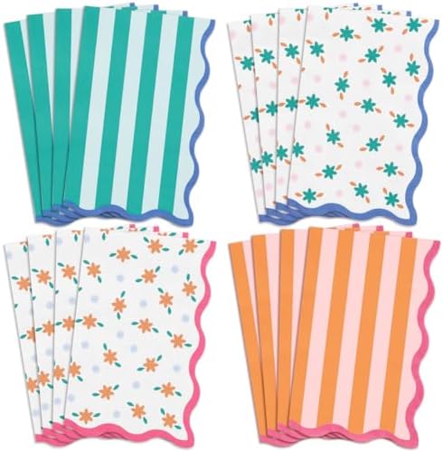 XO Fetti Italian Summer Wavy Floral Stripe Napkins 24 Pack