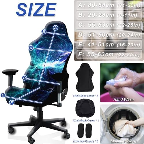 Gaming Chair Slipcovers Stretchable Elastic Seat and Armrest Covers