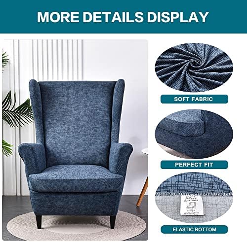 KRFOONN Stretch Wingback Chair Covers 2 Piece Non-Slip
