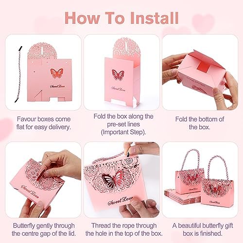 Yoption 50 Pack Butterfly Party Favor Bags with Nylon Rope