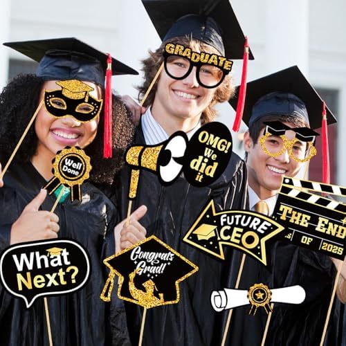 30 Pcs Graduation Photo Booth Props Set 2025