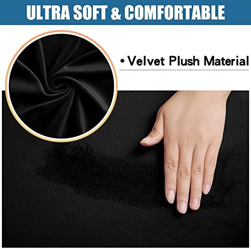 Smiry Velvet Chair Covers Set of 4 Black Removable Washable Slipcovers
