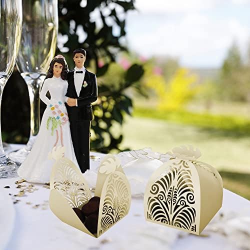 KPOSIYA Pack of 70 Laser Cut Beige Favor Boxes 1