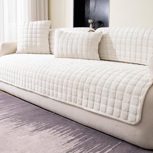 Velvet Sofa Cover for 3 Cushion Couch and L Shaped Recliner