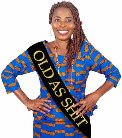 Old As Sht Sash - Birthday Retirement Party Accessory Black 1