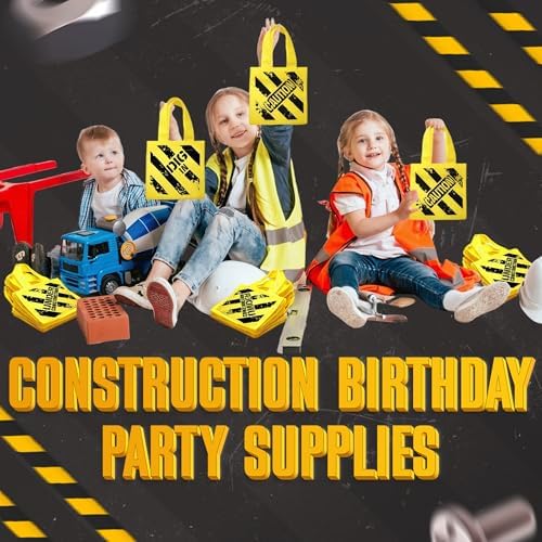 Construction Themed Tote Bags for Kids Birthday Party Supplies