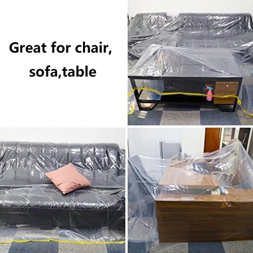 HERSENT 12ft Thick Plastic Sofa Cover for Moving Storage