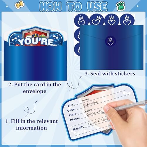 20Pcs Cute Cartoon Birthday Invitations for Boys and Girls