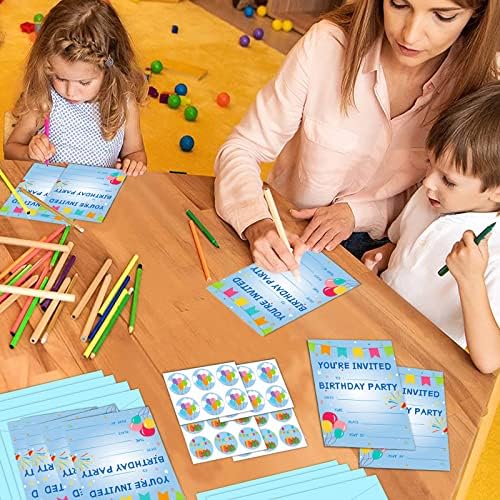 30 Piece Birthday Invite Set with Envelopes and Sticker Labels