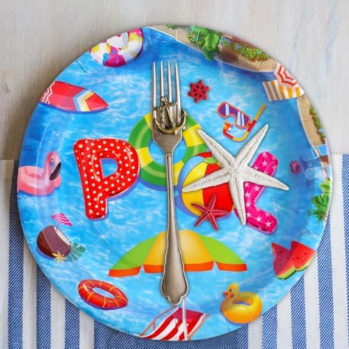 Fancy Land Pool Party Plates 24Pcs