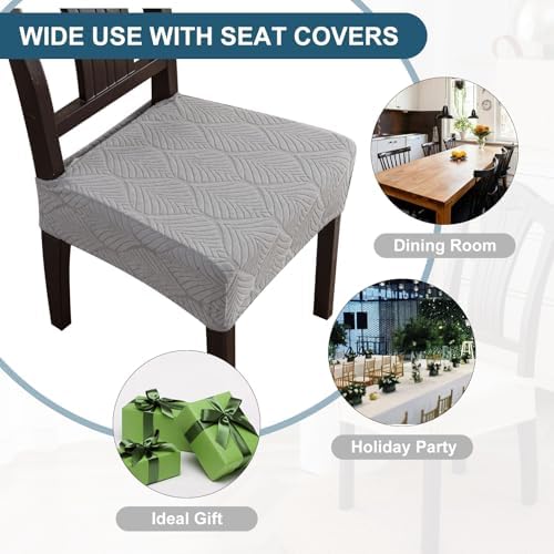 Waterproof Stretch Dining Chair Covers 4-Piece Set Removable and Washable Light Grey