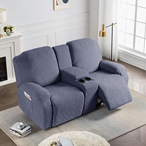 Ruaozz Stretch Loveseat Recliner Cover with Console 4-Piece Grey