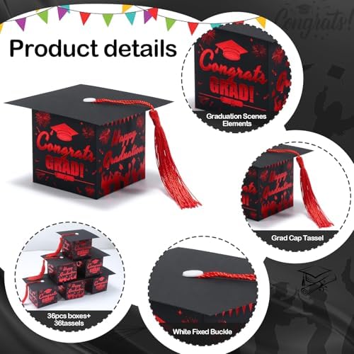 COTOPHER 36 Pack Mini Graduation Cap Boxes with Tassel 1