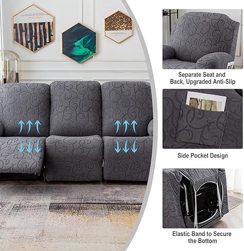 Yueang Recliner Sofa Slipcover 3 Seat 5-Piece Set