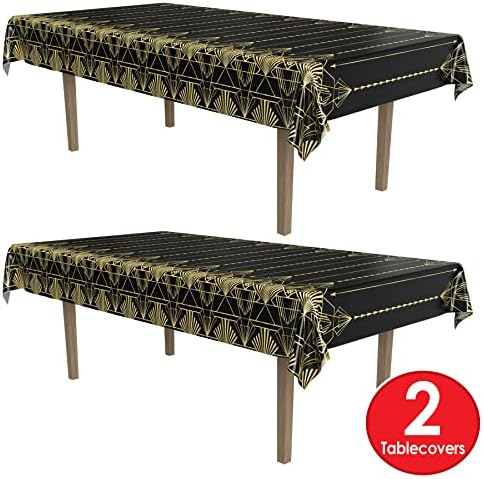 Beistle 2-Count 1920s Tablecover Black Gold