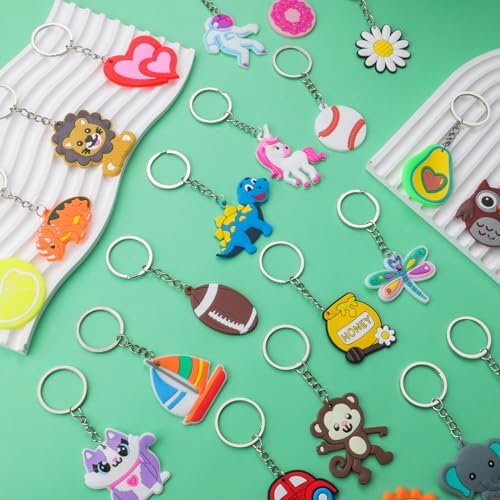 65PCS Cartoon Keychains for Kids Party Favors