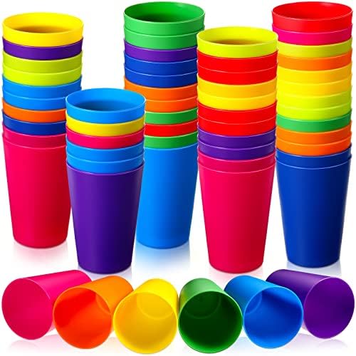 60 Piece Plastic Cups Set for Kids and Adults