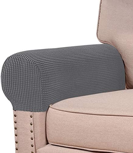 Turquoize Stretch Armrest Covers for Chairs and Sofas Gray Set of 2
