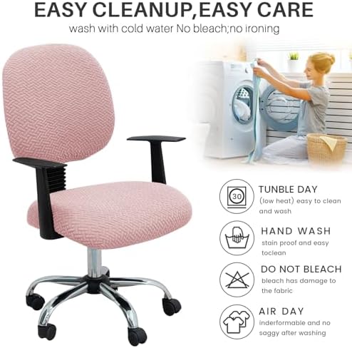 2-Piece Stretches Office Chair Cover Jacquard Pink
