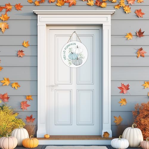Fall Door Decor with Hello Pumpkin Sign