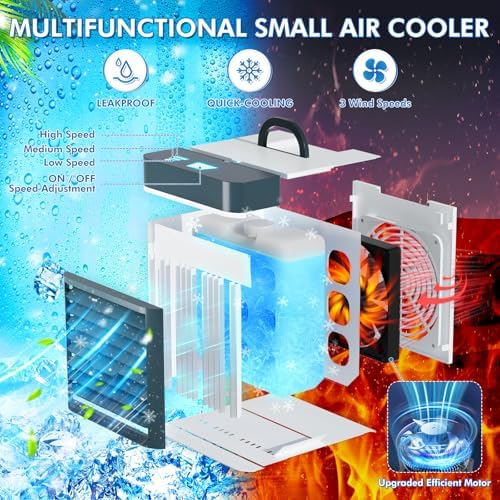 Portable Air Cooler with Ice Packs and 3 Speeds