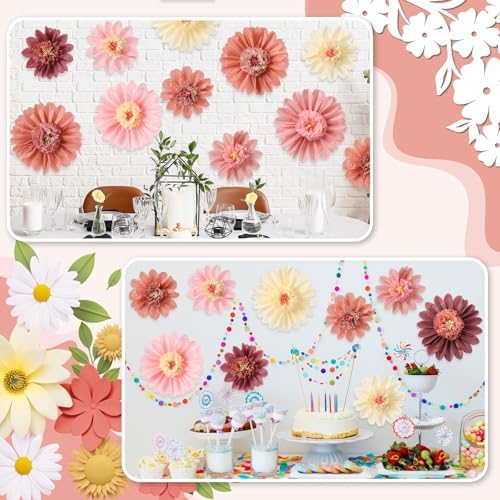 12 Pcs Large Pastel Tissue Paper Flowers Fiesta Decor