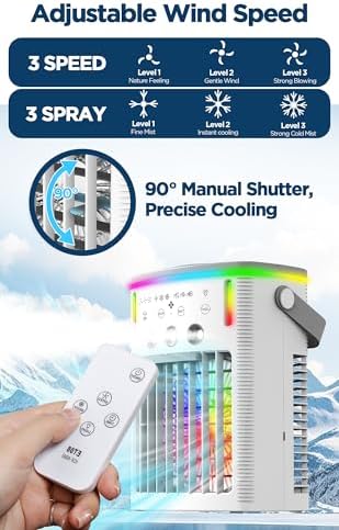 4-in-1 Portable Air Cooler Fan with Humidifier and Night Light