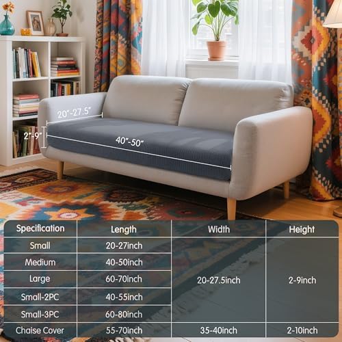 Hokway Stretch Sofa Slipcover Cushion Cover Gray Medium