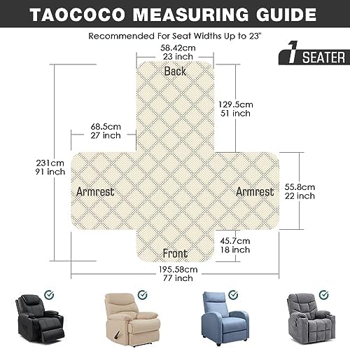 TAOCOCO Non-Slip Recliner Chair Cover for Small Chairs