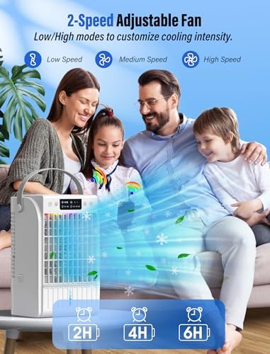 Fosvill Evaporative Mini AC with 4 in 1 Humidifier and LED Light