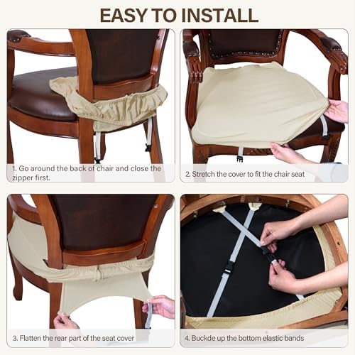 CZL Dining Chair Seat Covers 2 Pack with Zipper and Elastic