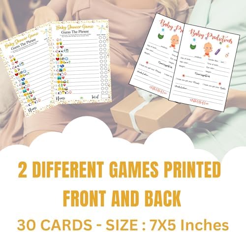 LOTUS-A Baby Shower Games - Guess The Phrase and Predictions Cards