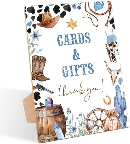 Cowboy Baby Shower Sign with Stand Wild West Decor - RG23
