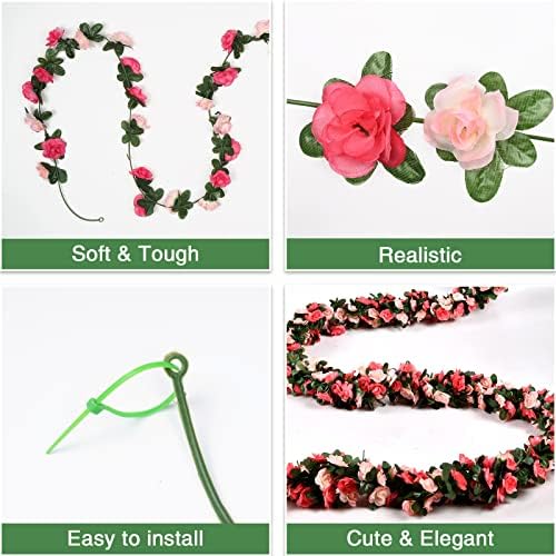 BLEUM CADE 16Pcs Artificial Rose Vines Garland