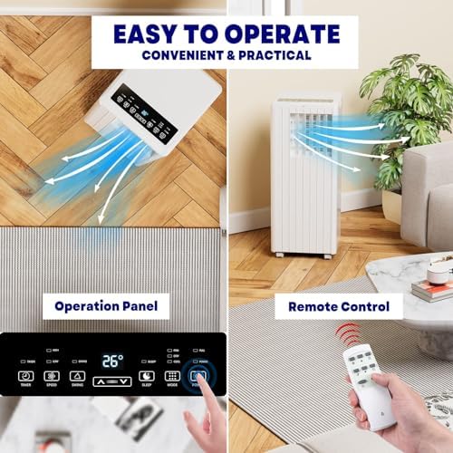 8000 BTU Portable AC with Dehumidifier Fan and Sleep Modes