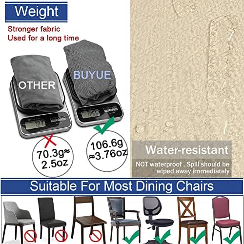 BUYUE Dining Chair Seat Covers Set of 6 Beige