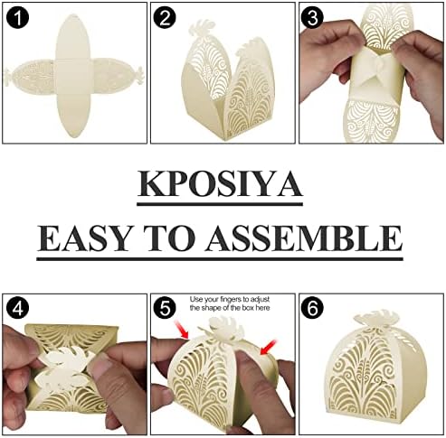 KPOSIYA Pack of 70 Laser Cut Beige Favor Boxes 1